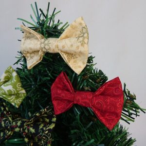 Gold and Red Christmas Bow Hair Clips