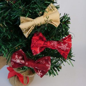 Mistletoe and Snowflake Christmas Bow Hair Clips