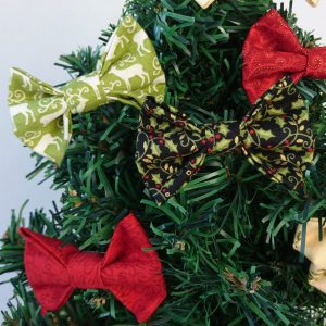 Green Black and Red Christmas Bow Hair Clips