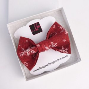 Wine Red Christmas Snowflake Bow Hair Clip