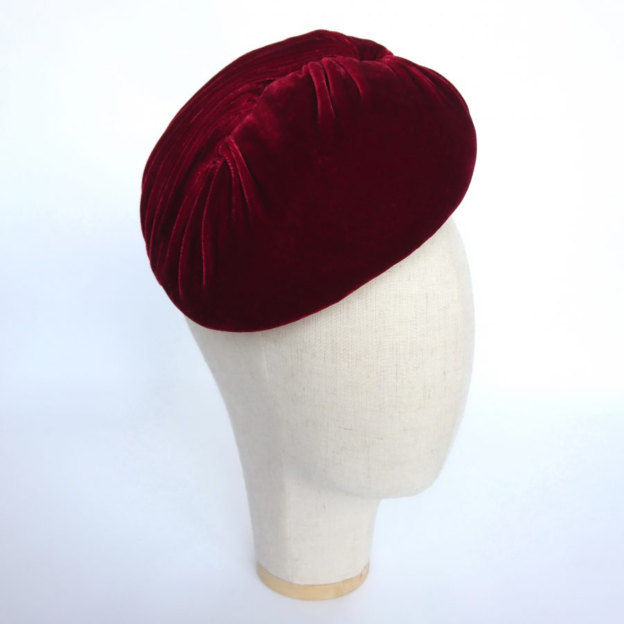 Red Velvet Hat for an autumn or winter wedding guest