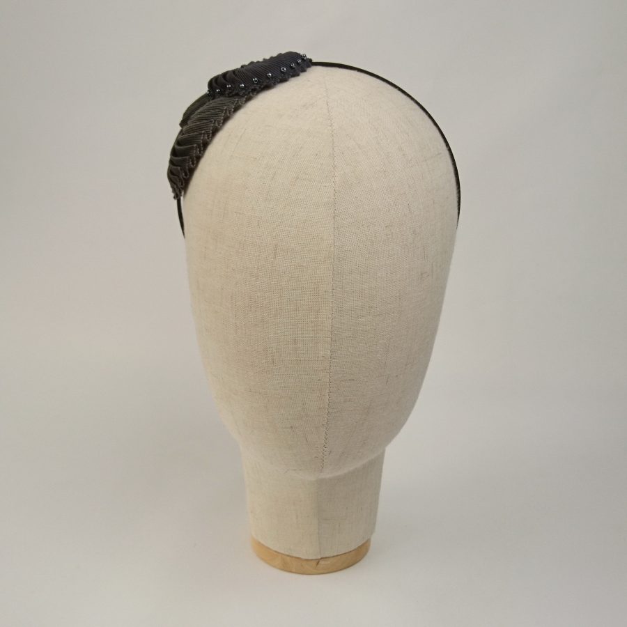 Pleated Ribbon Shell Headband with beads