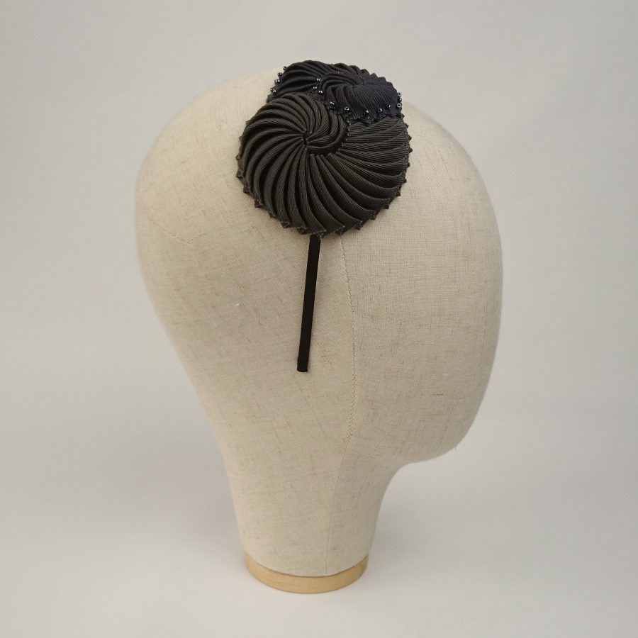 Pleated Ribbon Shell Headband with beads