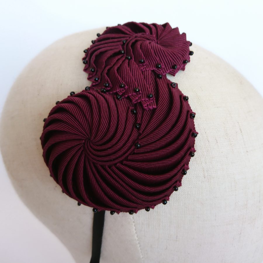 Wine Red and Black Nautilus Headband