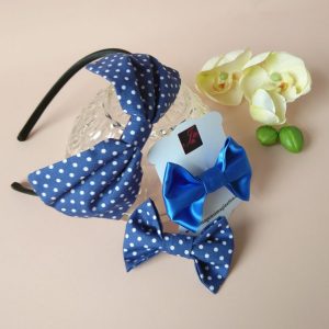 Bow Fringe Fixer Sets - Blue Polka Dots
