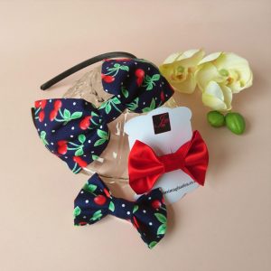 Bow Fringe Fixer Sets - Navy Cherries