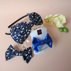 Bow Fringe Fixer Sets - Navy Flamingos