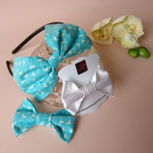 Bow Fringe Fixer Sets - Turquoise Flamingos