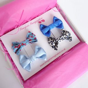 Blue Bow Hair Clip Set
