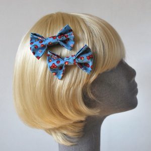 Blue Cherry Hair Clips