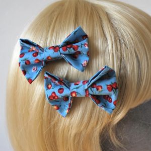 Blue Cherry Hair Bows