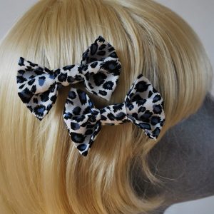 Blue Leopard Hair Bows