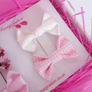 Pink and White Hair Bows