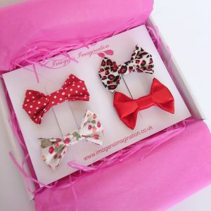 Red Bow Hair Clip Set