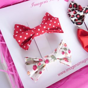Red Bow Hair Clip Set Red Polka Dots