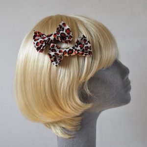 Red Leopard Bow Hair Clips