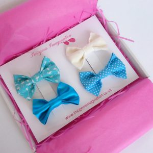 Turquoise Bow Hair Clip Set
