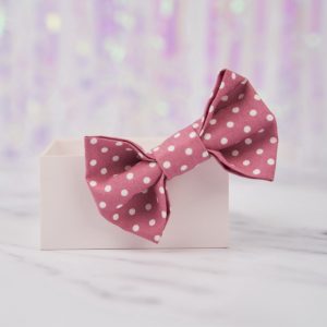 Dusky Pink Polka Dot Bow Hair Clip