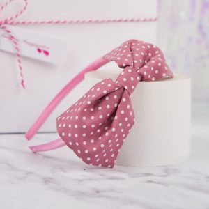 Dusky Pink Polka Dot Bow Headband