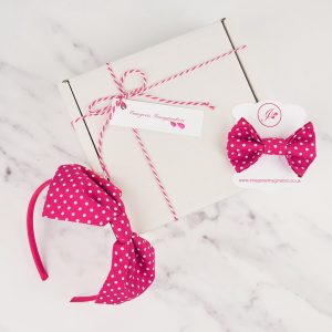 Hot Pink Headband and Hair Clip Gift Set