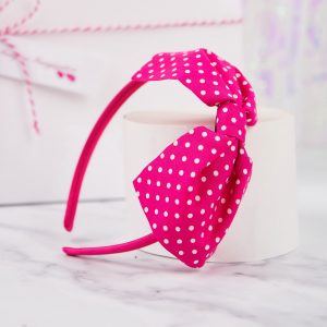 Hot Pink Polka Dot Bow Headband, part of Bright Bow Gift Set