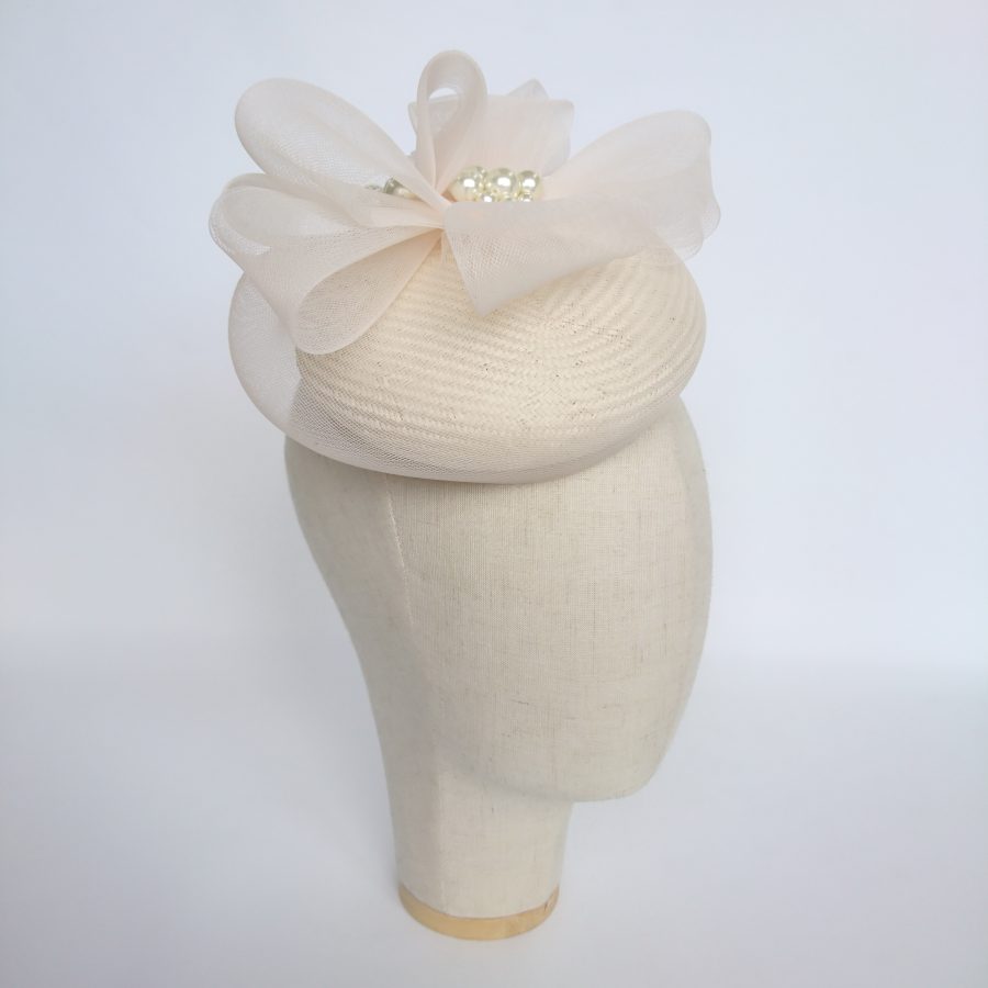 Ivory Straw Hat with Crinoline Loops