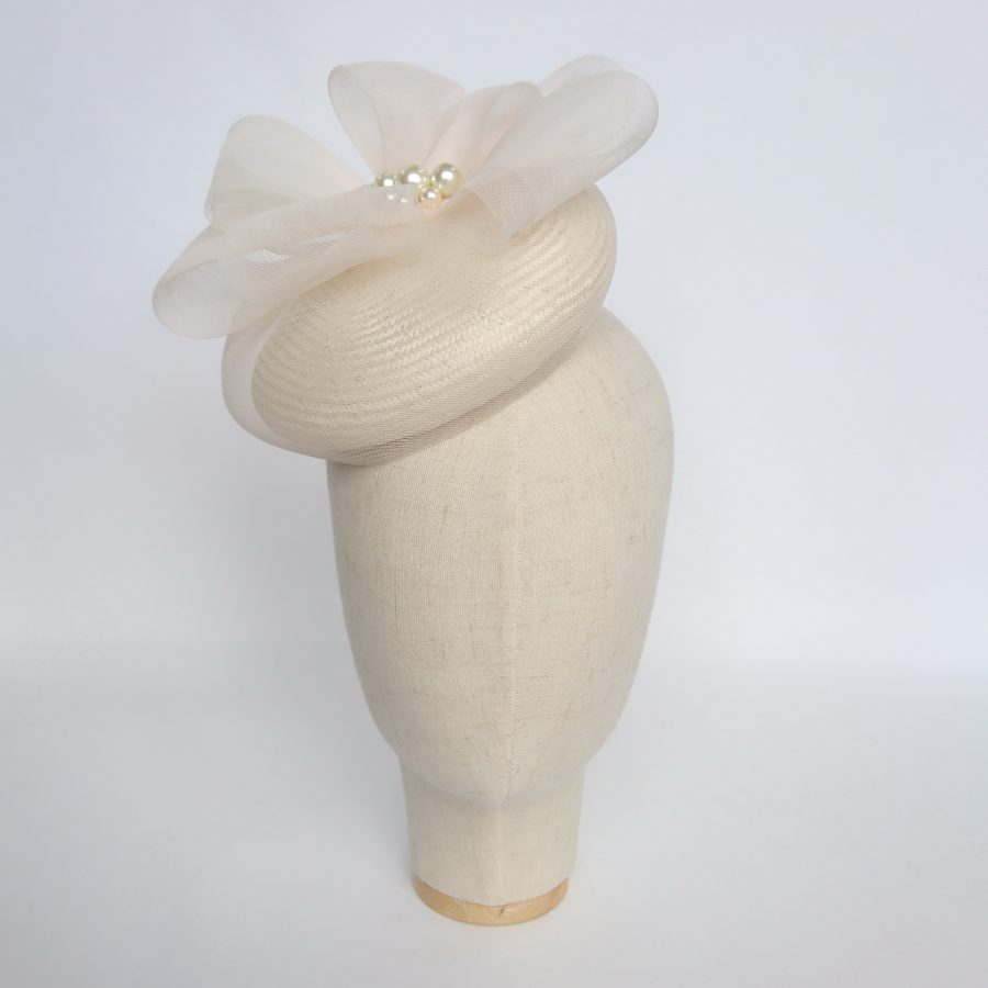 Ivory Straw Hat with Crinoline Loops