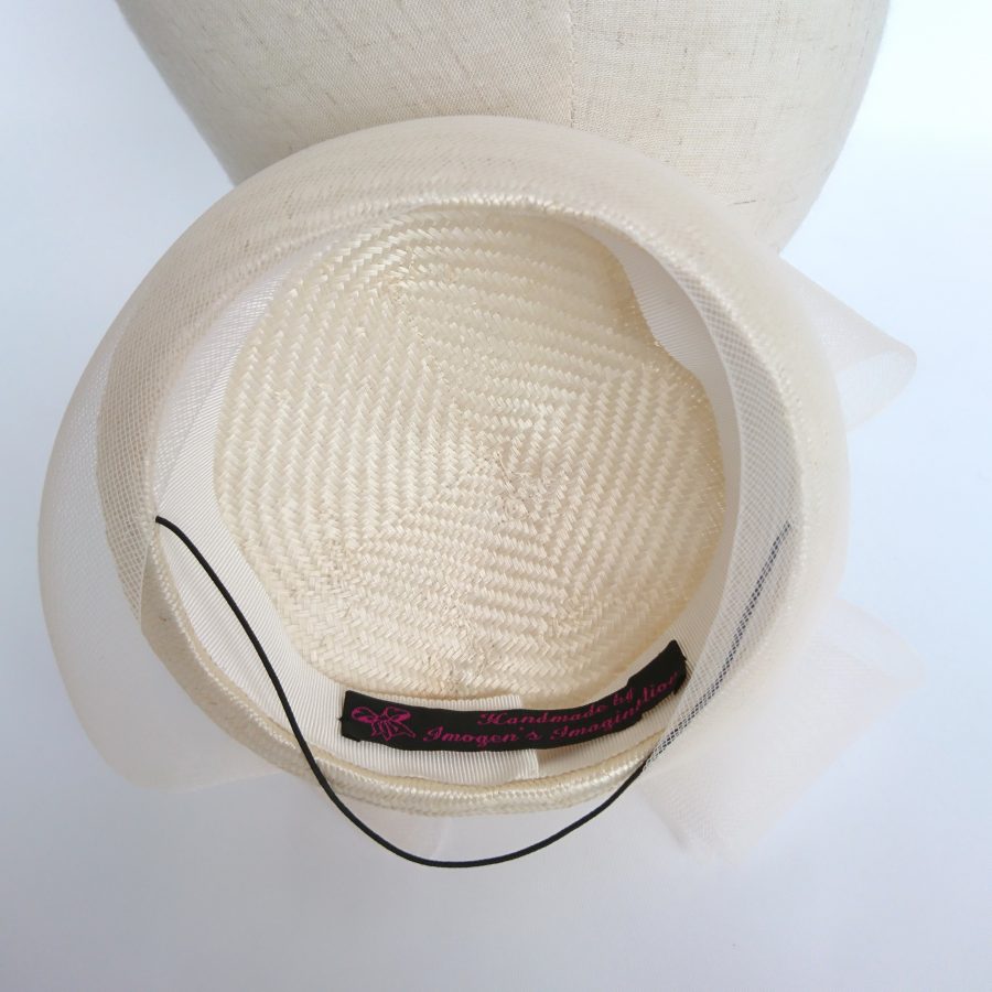 Ivory Straw Cocktail Hat by Imogen's Imagination