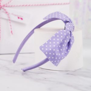 Lilac Polka Dot Bow Headband