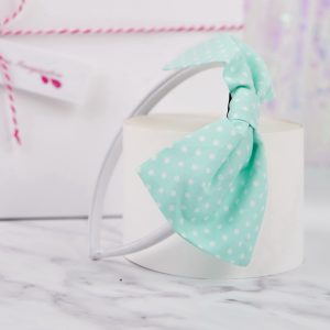 Mint Green Polka Dot Bow Headband