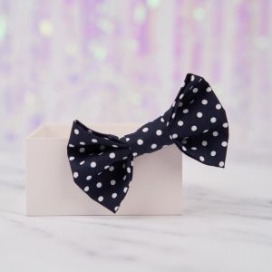 Navy Blue Polka Dot Bow Hair Clip