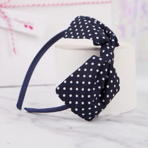 Navy Blue Polka Dot Bow Headband, part of Bright Bow Gift Set