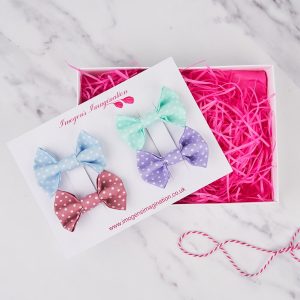 Pastel bow hair clip gift set