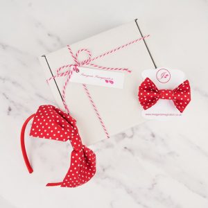 Red Headband and Hair Clip Gift Set