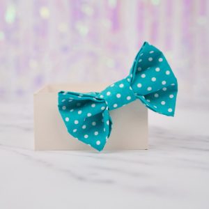 Turquoise Polka Dot Bow Hair Clip