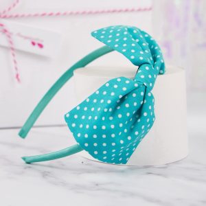 Turquoise Polka Dot Bow Headband, part of Bright Bow Gift Set