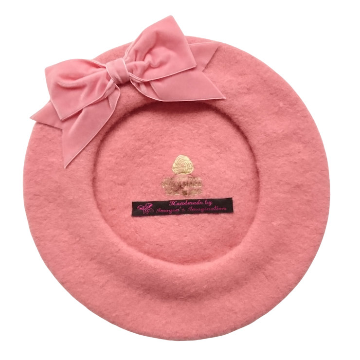 Coral Pink Beret with Bow