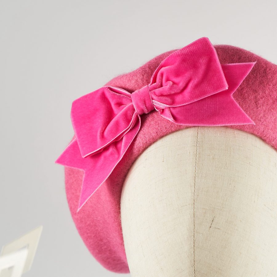 Pink Women's Beret with a Bow by Imogen's Imagination