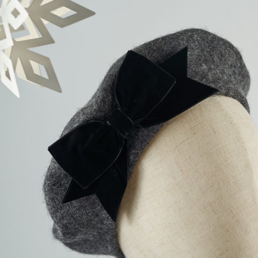 Grey French Beret with a Bow by Imogen's Imagination