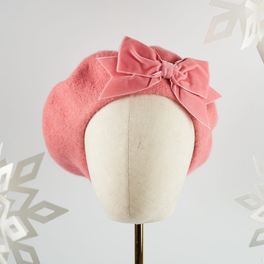 Pink Women's Beret with a Bow by Imogen's Imagination