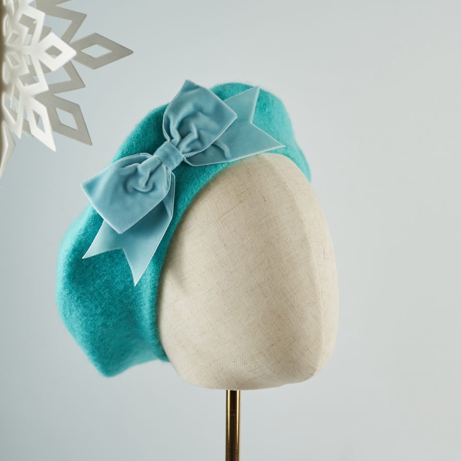 Blue Women's Beret with a Bow by Imogen's Imagination