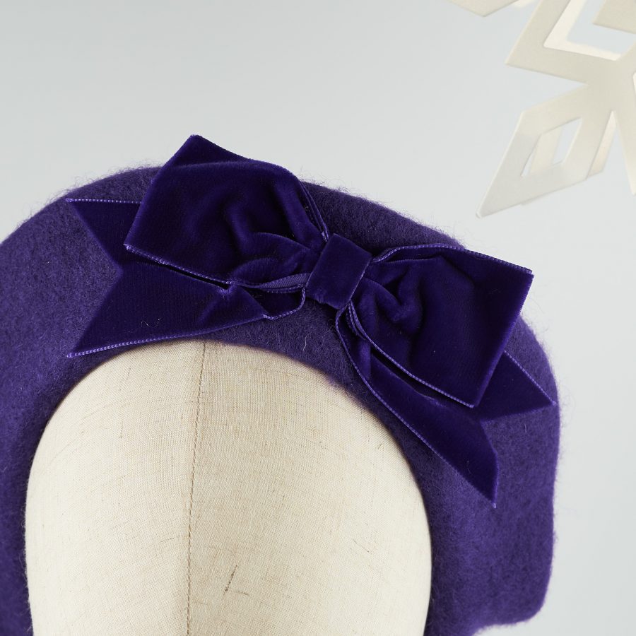 Purple Women's Beret with a Bow by Imogen's Imagination