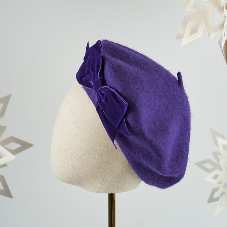 Purple French Beret with a Bow by Imogen's Imagination