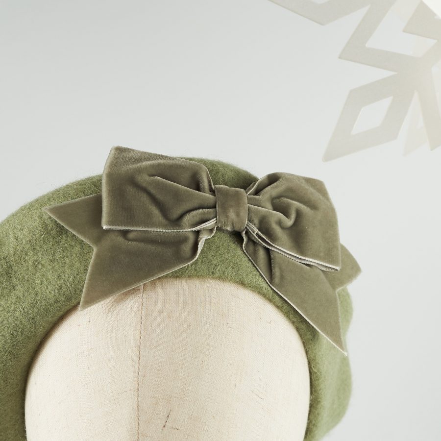 Green French Beret with a Bow by Imogen's Imagination