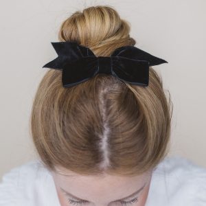 Black Ribbon Hairbow worn with a high bun