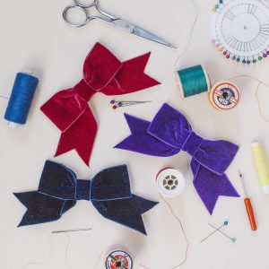 Burgundy Purple and Navy Blue Velvet Hair Bows