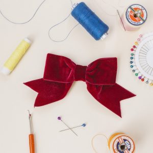 Burgundy Velvet Ribbon Bow Hair Clip