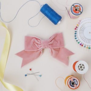Coral Pink Velvet Ribbon Bow Hair Clip