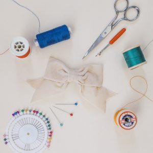 Cream Velvet Ribbon Bow Hair Clip