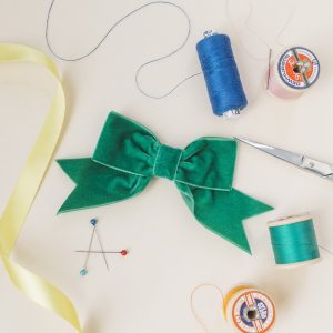 Emerald Green Velvet Ribbon Bow Hair Clip